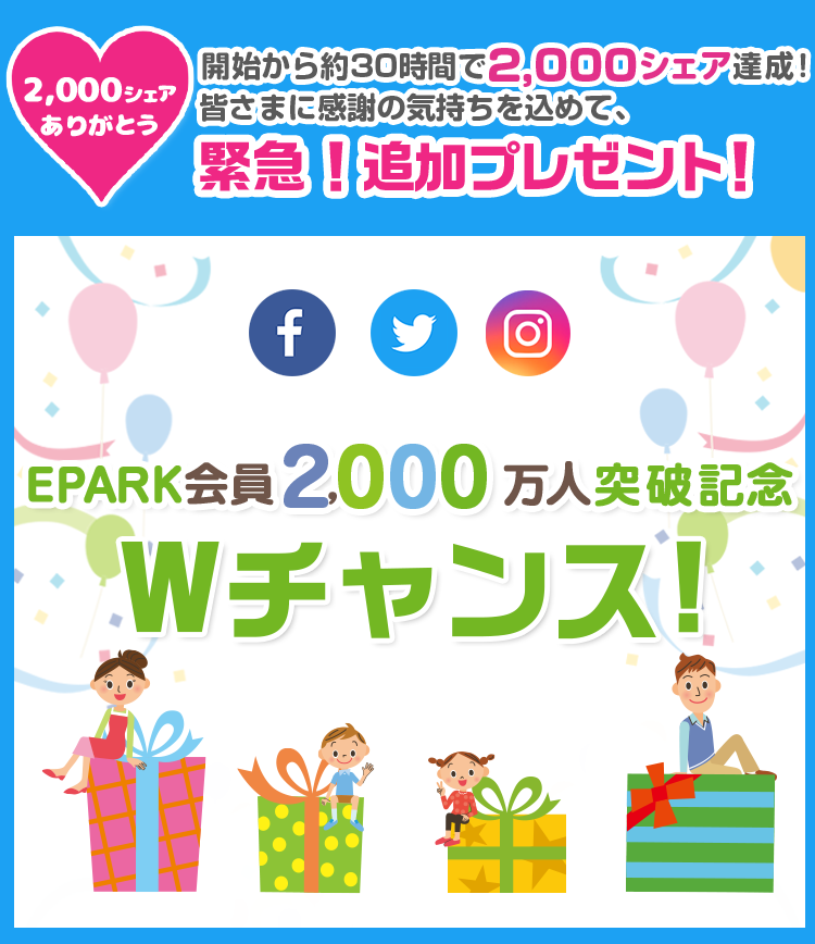 EPARK会員2000万人突破記念！Wチャンス